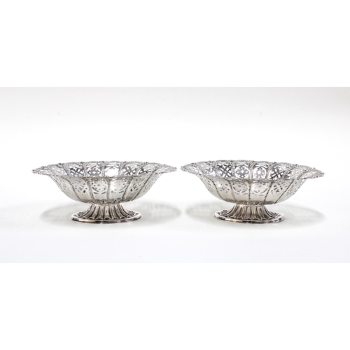 45 - A pair of Victorian silver bonbon dishes,  Sheffield 1892, 15cm (2)