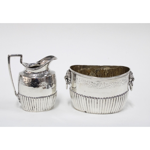 46 - Victorian silver cream jug and sugar bowl, Sheffield 1884 (2)