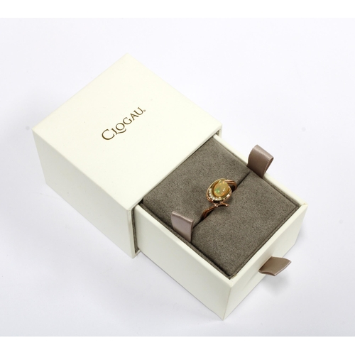 7 - CLOGAU, 9ct gold opal ring, hallmarked and stamped 375, with presentation box, size S 1\2