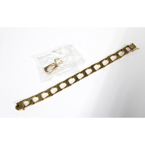 74 - A vintage 14ct gold flat weave link bracelet, clasp fastening stamped 14k, together with an extra li... 