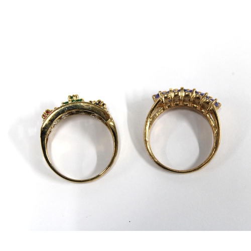 8 - Two 9ct gold gemset dress rings, sizes P and Q (2)