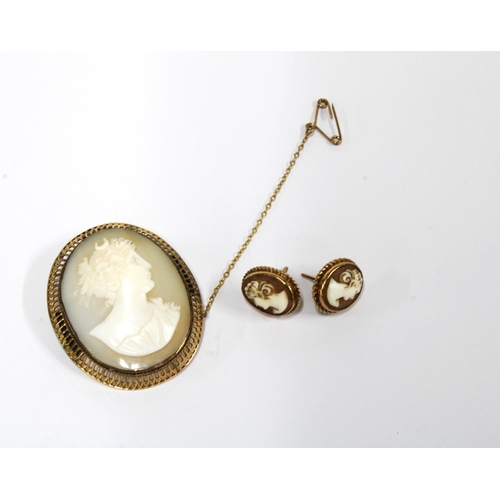 120I - 9ct gold framed Cameo brooch and matching earrings