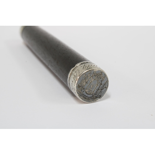 60E - Scottish George IV ebony and white metal mounted tipstaff, inscribed Leith Police 1827 with Leith Pe... 