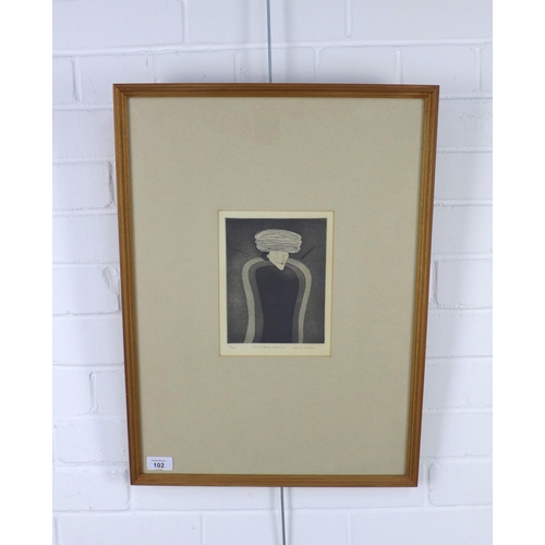 102 - DAVID MICHIE O.B.E., R.S.A., R.G.I., F.R.S.A (SCOTTISH 1928-2015), SERBIAN WOMAN, etching, signed  a... 