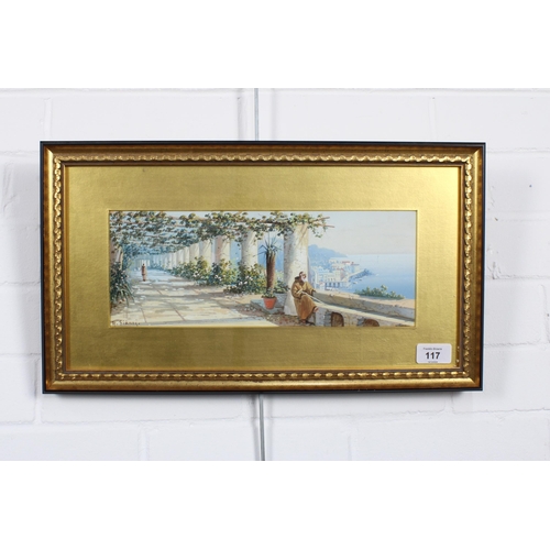 117 - Y. GIANNI (ITALIAN 19th / 20th Century),  watercolour of a view of a bay, signed and framed under gl... 