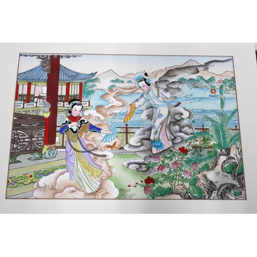 128 - THE LEGEND OF THE WHITE SNAKE, sixteen coloured prints, in a Chinese folio (16)