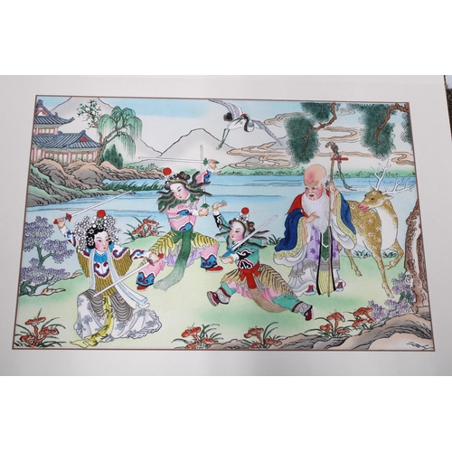 128 - THE LEGEND OF THE WHITE SNAKE, sixteen coloured prints, in a Chinese folio (16)