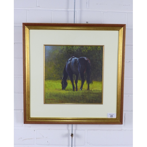 20 - ELIZABETH MCCRINDLE, A COOL SPOT, signed oil on card, framed under glass, 24 x 24cm