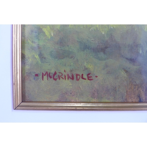 20 - ELIZABETH MCCRINDLE, A COOL SPOT, signed oil on card, framed under glass, 24 x 24cm