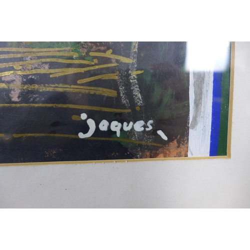 25 - RICHARD JAQUES, D.A, R.I.B.A, R.I.A.S, (SCOTTISH) SACRE BLEU, signed mixed media on paper,  framed u... 