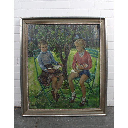 53 - DOROTHY JOHNSTONE A.R.S.A (SCOTTISH 1892-1980), A SUMMER DAY, oil on board, signed and dated 1960, i... 