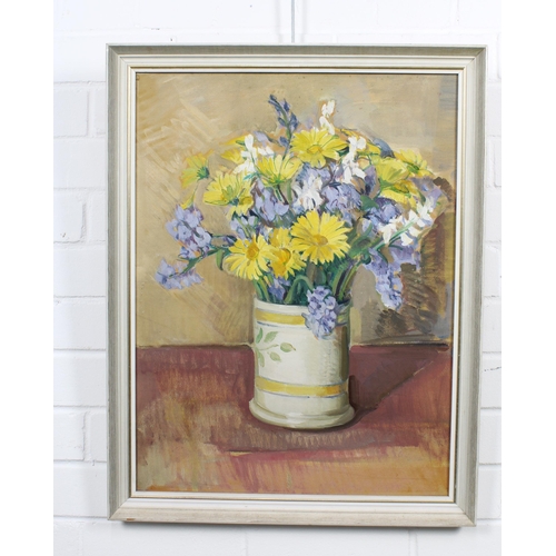 56 - Attributed to DOROTHY JOHNSTONE A.R.S.A (SCOTTISH 1892-1980), STILL LIFE FLOWERS IN YELLOW AND WHITE... 