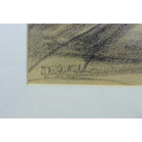 59 - DAVID MACBETH SUTHERLAND R.S.A. (SCOTTISH 1883-1974), BROADCHAPEL FARM, charcoal drawing, signed and... 