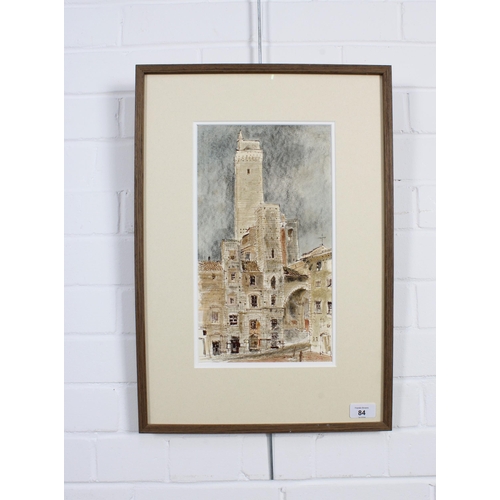 84 - FRANK WHITE (FRANCIS SIBBALD WHITE) TOWERS OF SAN GIMIGNANO, watercolour & ink, signed lower right a... 