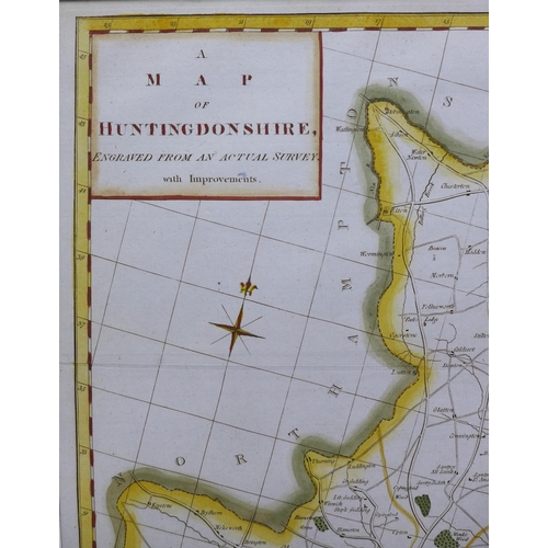 135 - A Map of Huntingdonshire, engraved from an actual survey, J. Harrison, c1790, 33 x 47cm, unframed