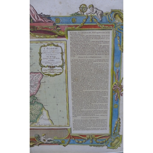 138 - L' Ecosse, Brion de la Tour (Louis), hand coloured map of Scotland flanked by text, two pages, unfra... 