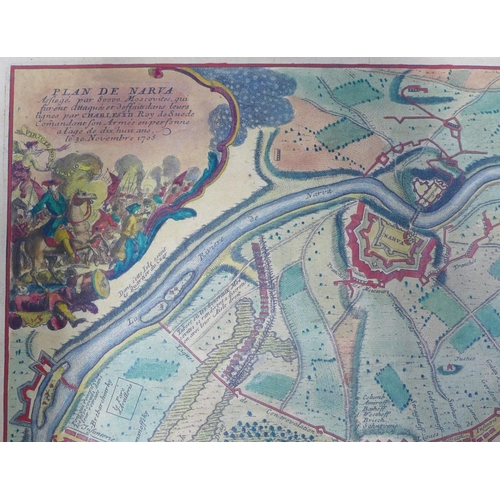 144 - Hand coloured copper engraving of Estonia, unframed, 34 x 23cm