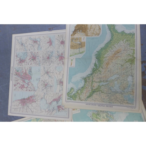 148 - A quantity of unframed Ordnance Survey maps & The Times 'Atlas' prints, (a lot)