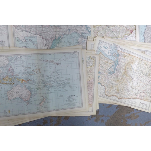 150 - A quantity of unframed World maps to include individual American States, inscribed verso 1903, 10th ... 