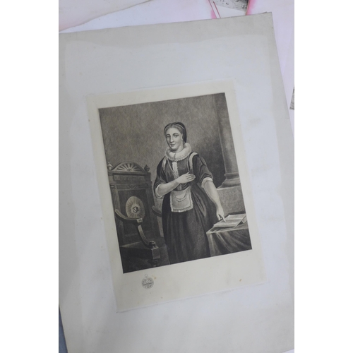 153 - A quantity of unframed etched prints and engravings, (some staining to outer edges)