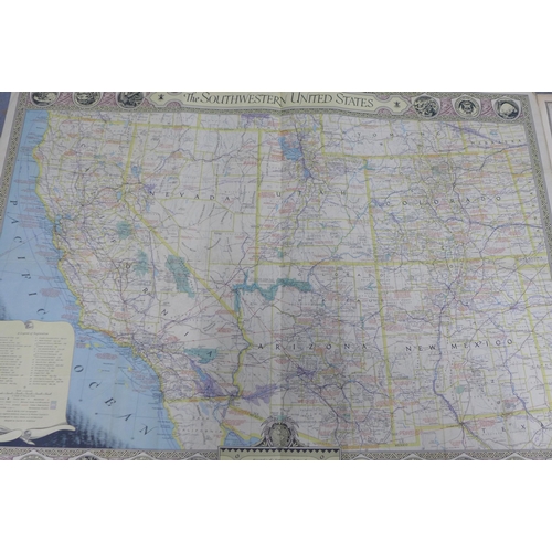 159 - South Western United States map, c1940, Canadian Pacific Railway map and South America, unframed (3)