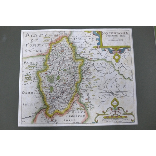 161 - Two unframed maps of Nottinghamshire to include Blome and Kip, (2)