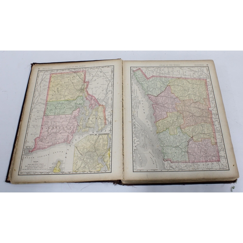 166 - Rand, McNally & Co's 'Library Atlas of the World', c. 1894, with engravings and coloured maps, 29 x ... 