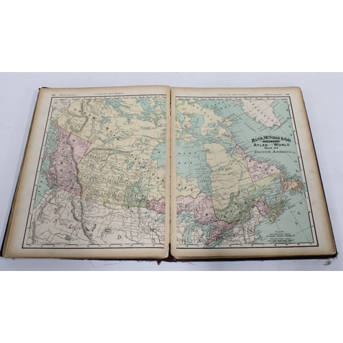 166 - Rand, McNally & Co's 'Library Atlas of the World', c. 1894, with engravings and coloured maps, 29 x ... 