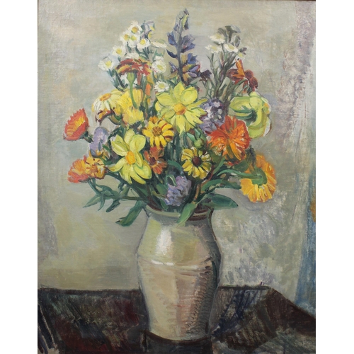 183 - DAVID MACBETH SUTHERLAND R.S.A. (SCOTTISH 1883-1974), STILL LIFE, BOUQUET OF FLOWERS IN POT, oil on ... 