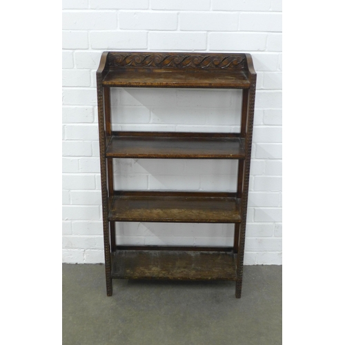 252 - Edwardian oak open bookcase, 57 x 99 x 21cm.