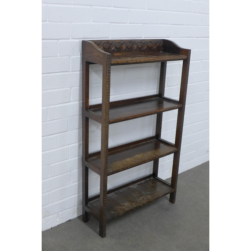 252 - Edwardian oak open bookcase, 57 x 99 x 21cm.