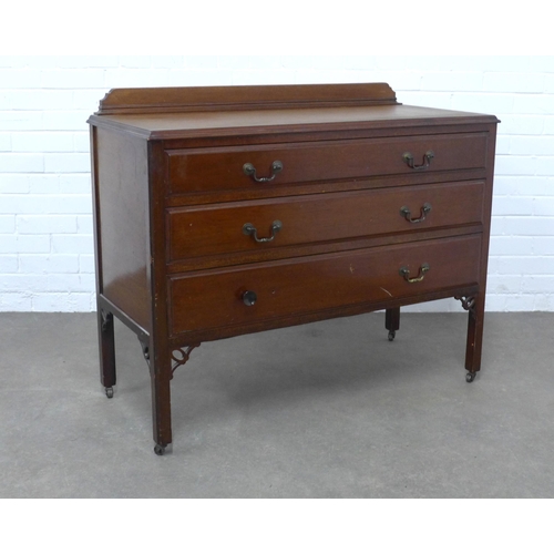 255 - Mahogany ledge back chest of drawers, 106 x 88 x 48cm.