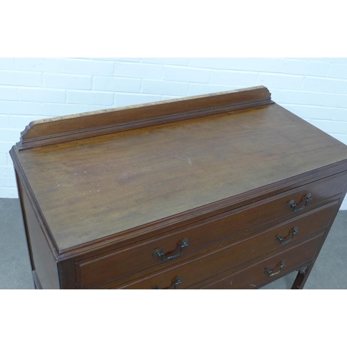 255 - Mahogany ledge back chest of drawers, 106 x 88 x 48cm.