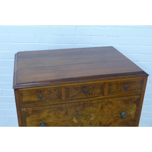 259 - Queen Anne style walnut secretaire chest, rectangular top above three short drawers and a fall front... 