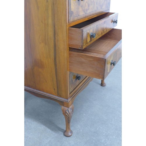 259 - Queen Anne style walnut secretaire chest, rectangular top above three short drawers and a fall front... 