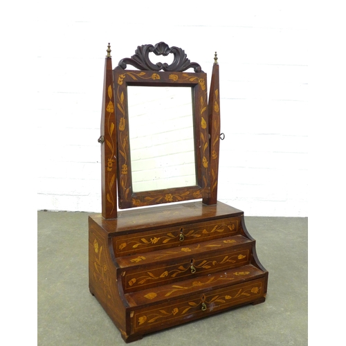 260 - Dutch walnut marquetry dressing table mirror, 43 x 71 x 28cm.