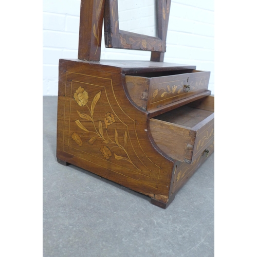 260 - Dutch walnut marquetry dressing table mirror, 43 x 71 x 28cm.