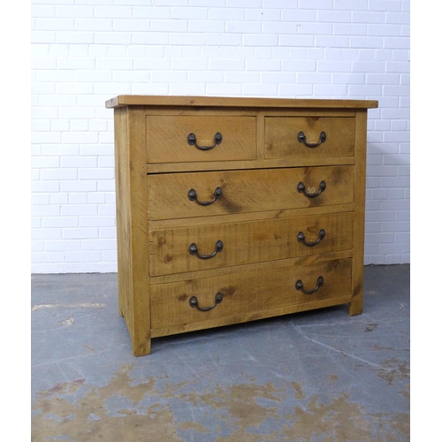 264 - Contemporary heavy oak / pine chest of drawers, 122 x 107 x 51cm.