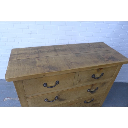 264 - Contemporary heavy oak / pine chest of drawers, 122 x 107 x 51cm.