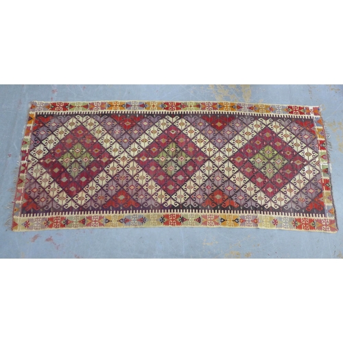 271 - Kelim runner rug, 355 x 152cm. (a/f)