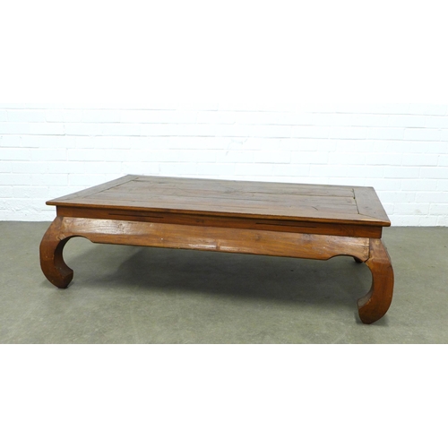 284 - Chinese hardwood 'Kang' style low coffee table, 128 x 35 x 78cm.