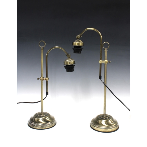 341 - Two adjustable brass effect table lamps, maximum height 56cm (2)