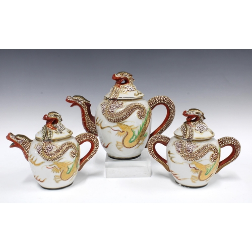 365 - Japanese dragon tea set, teapot 19cm (3)