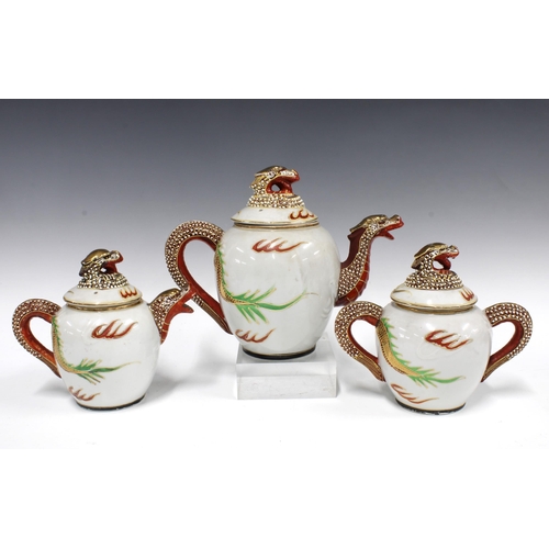 365 - Japanese dragon tea set, teapot 19cm (3)