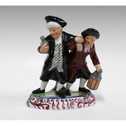 371 - The Drunken Parson & Clerk, Staffordshire figure group, 20cm