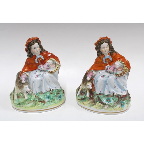 373 - Two Staffordshire red riding hood figures, 18cm (2)