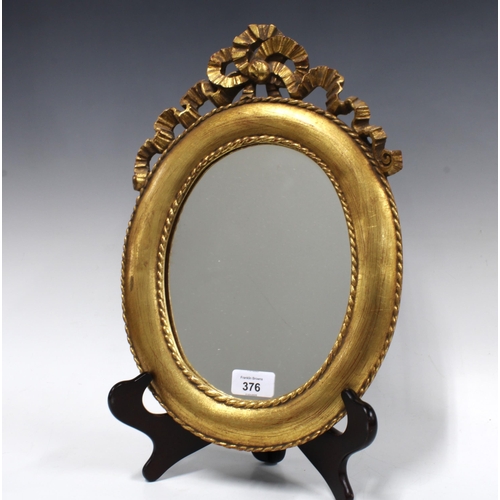 376 - Giltwood mirror with ribbon decoration, 26 x 38cm