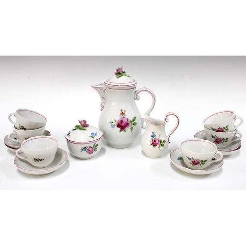 392 - Van Schierholz continental porcelain teaset, one cup and saucer a/f, coffee pot 18cm (15)