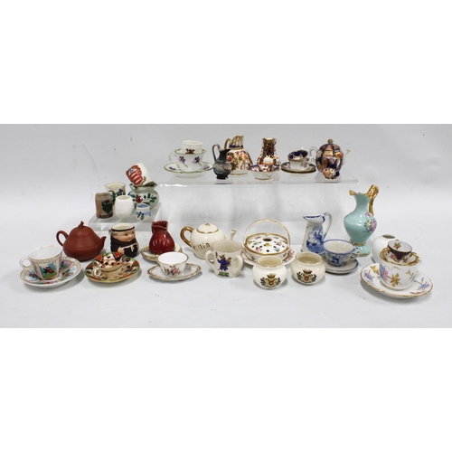 393 - Box containing  various miniature cups, saucers, vases, etc (a lot)