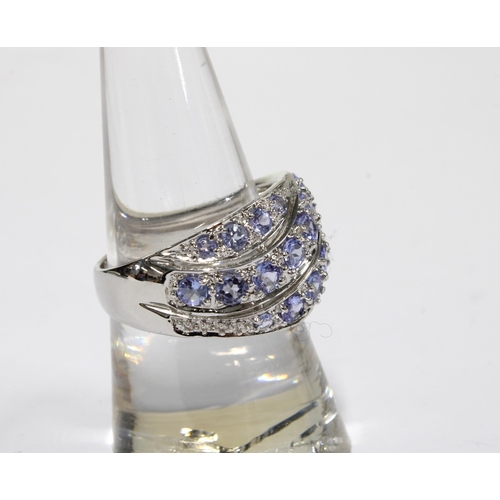 52 - 9ct white gold tanzanite dress ring, stamped 375, size P